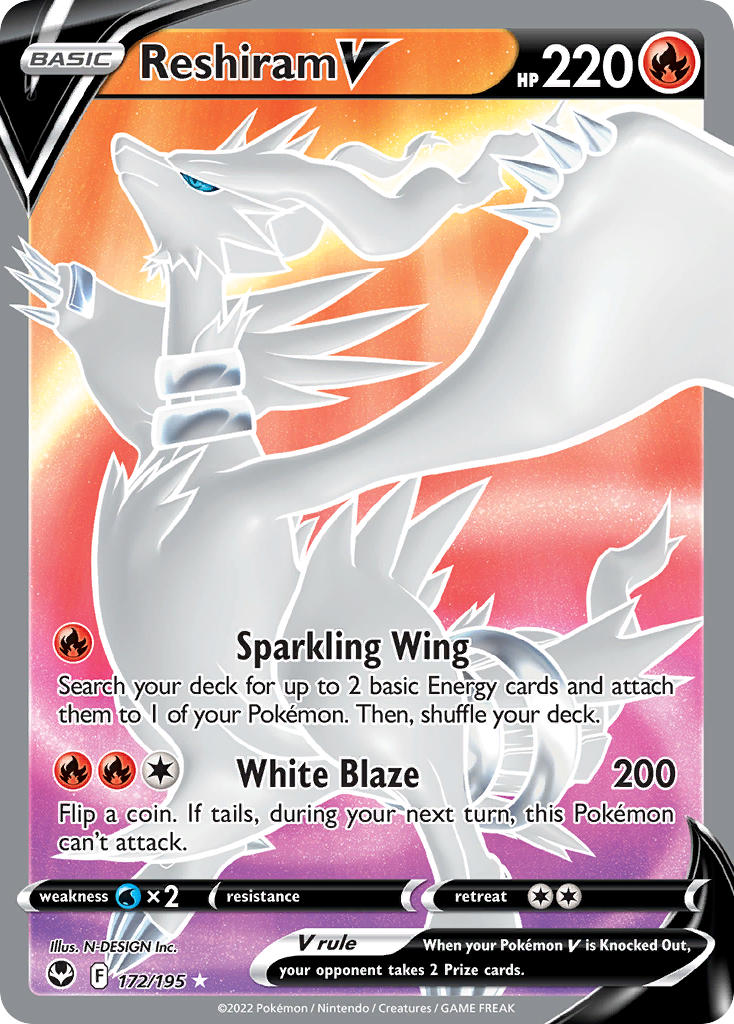 Reshiram V (Full Art) - 172/195 (SWSH12) Ultra Rare - Near Mint Holofoil