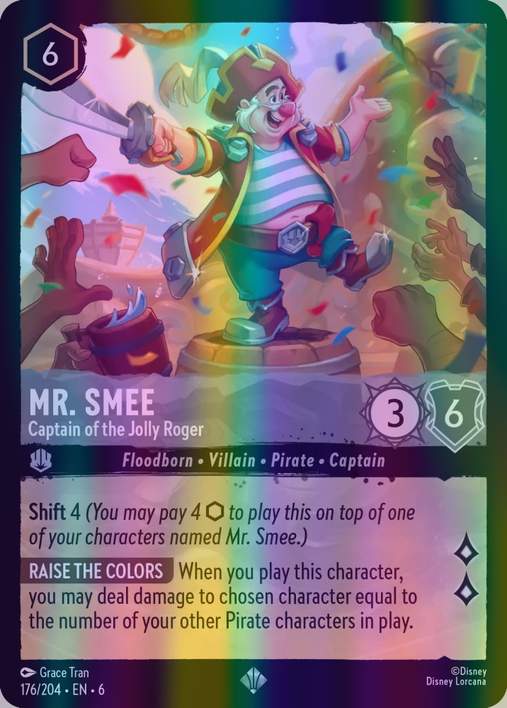 Mr. Smee - Captain of the Jolly Roger (Azurite Sea 176/204) Super Rare - Near Mint Cold Foil