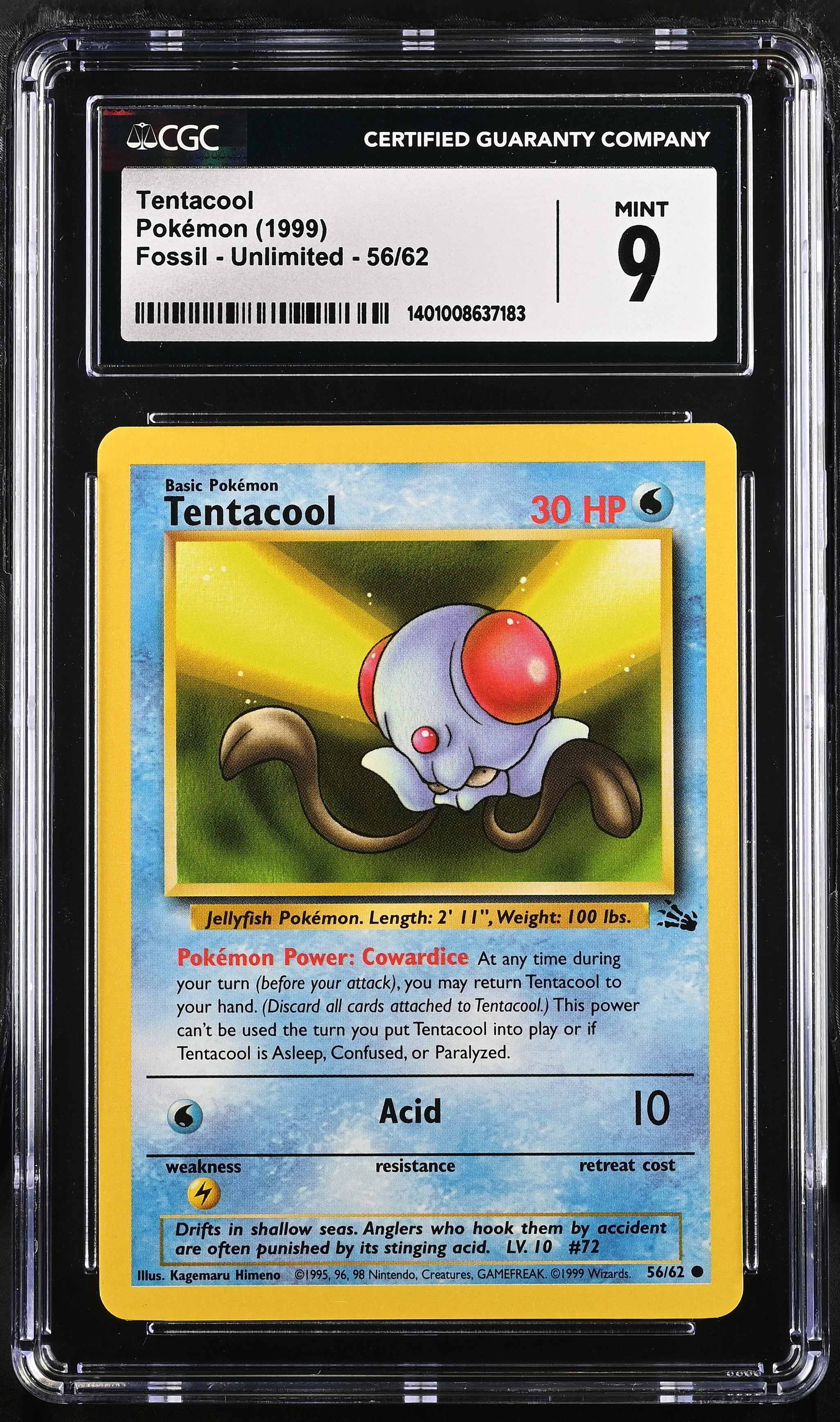 Tentacool - 56/62 (FO) Common - Near Mint Unlimited (CGC - Graded 9)