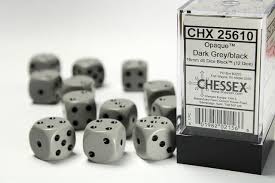 CHX25610: Opaque - 16mm D6 Dark Grey/Black (12)