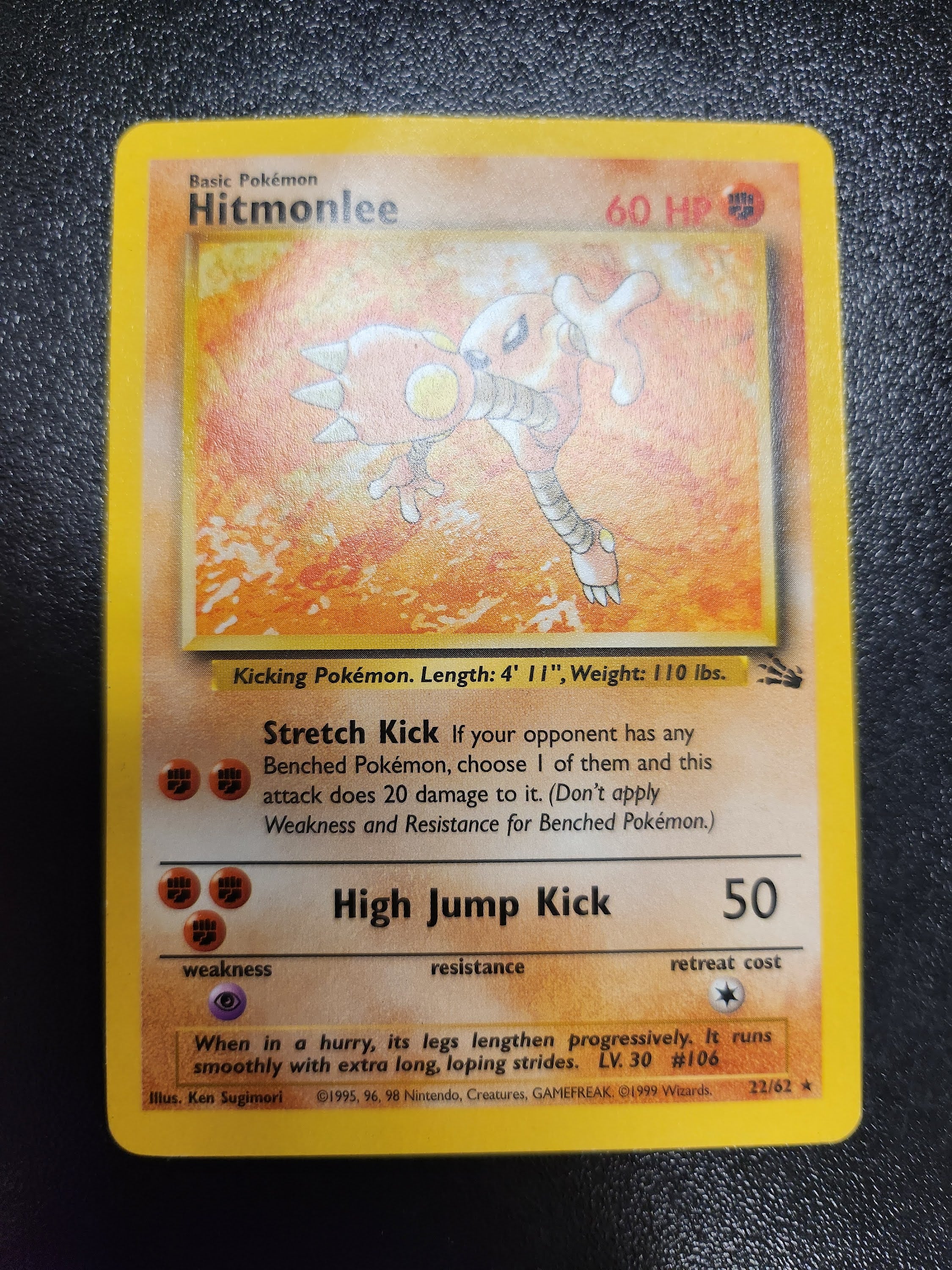 Hitmonlee - 22/62 (FO) Rare - Damaged Unlimited