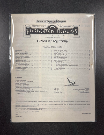 AD&D 2nd Edition Forgotten Realms: Cities of Mystery (USED) (See Details)