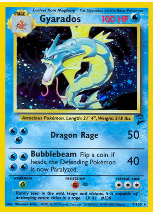 Gyarados - 007/130 (BS2) Holo Rare - Moderate Play Holofoil