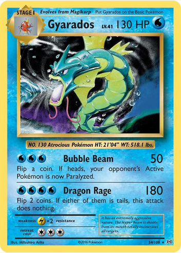 Gyarados - 34/108 (EVO) Holo Rare - Light Play Holofoil