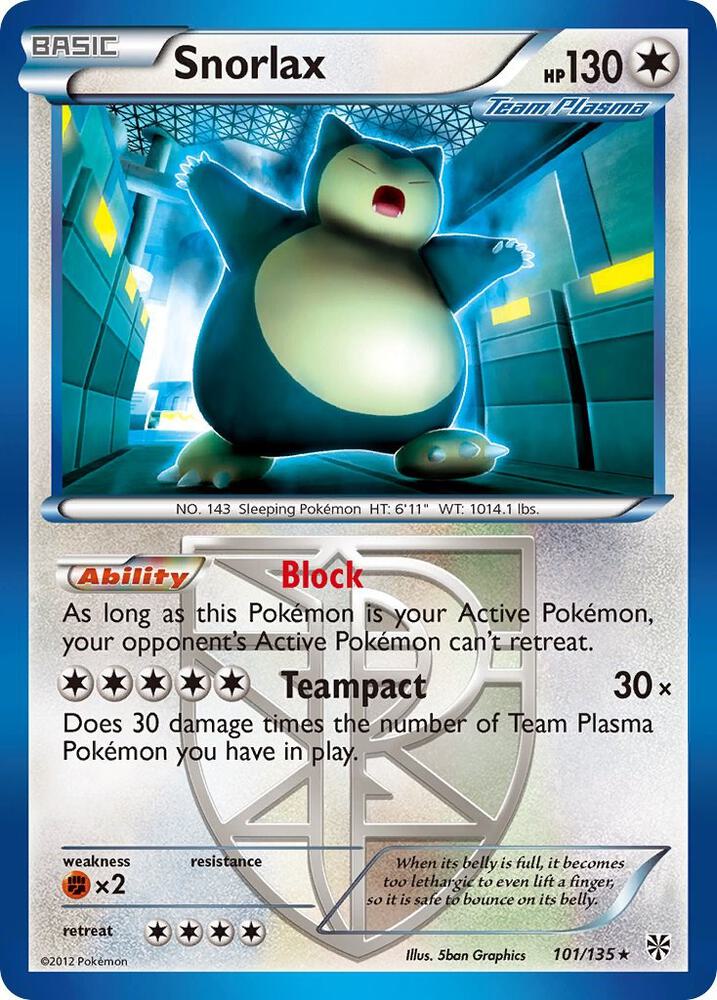 Snorlax - 101/135 (PLS) Rare - Moderate Play