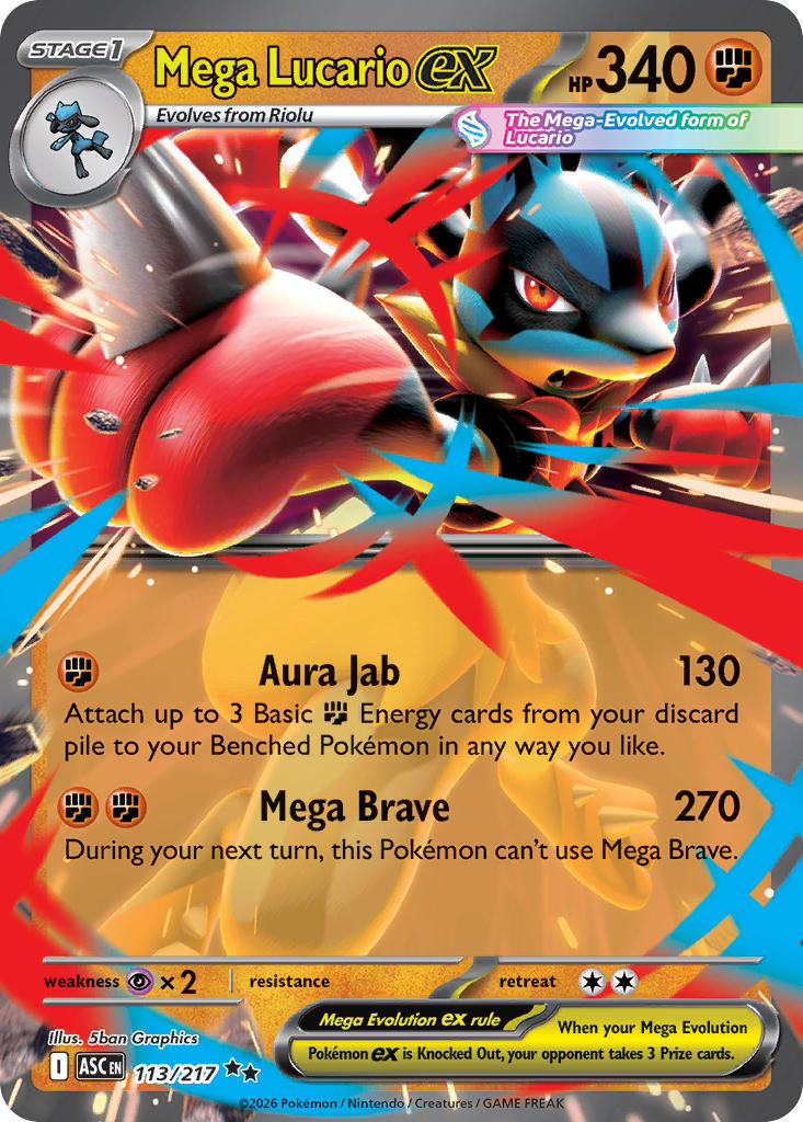 Mega Lucario ex - 113/217 (ASC) Double Rare