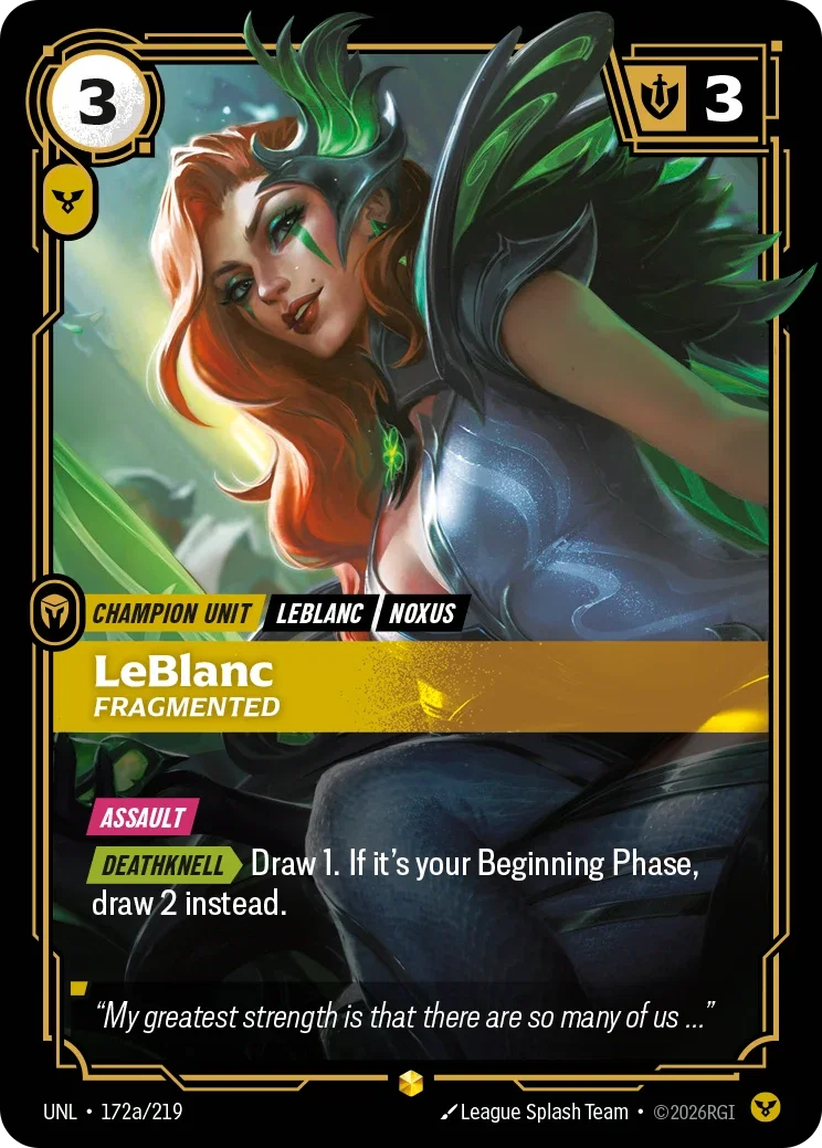 LeBlanc - Fragmented (Alternate Art) - 172a/219 (UNL) Showcase