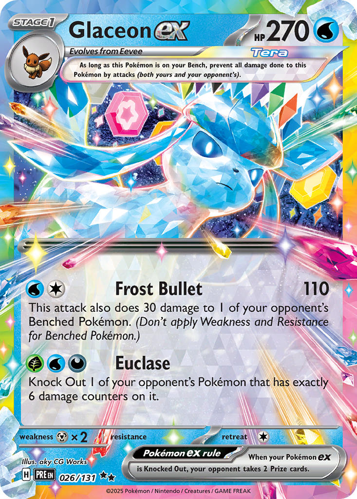 Glaceon ex - 026/131 (PRE) Double Rare - Near Mint Holofoil