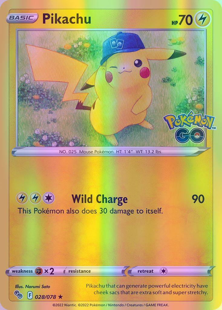 Pikachu - 028/078 (PGO) Holo Rare - Near Mint Reverse Holofoil