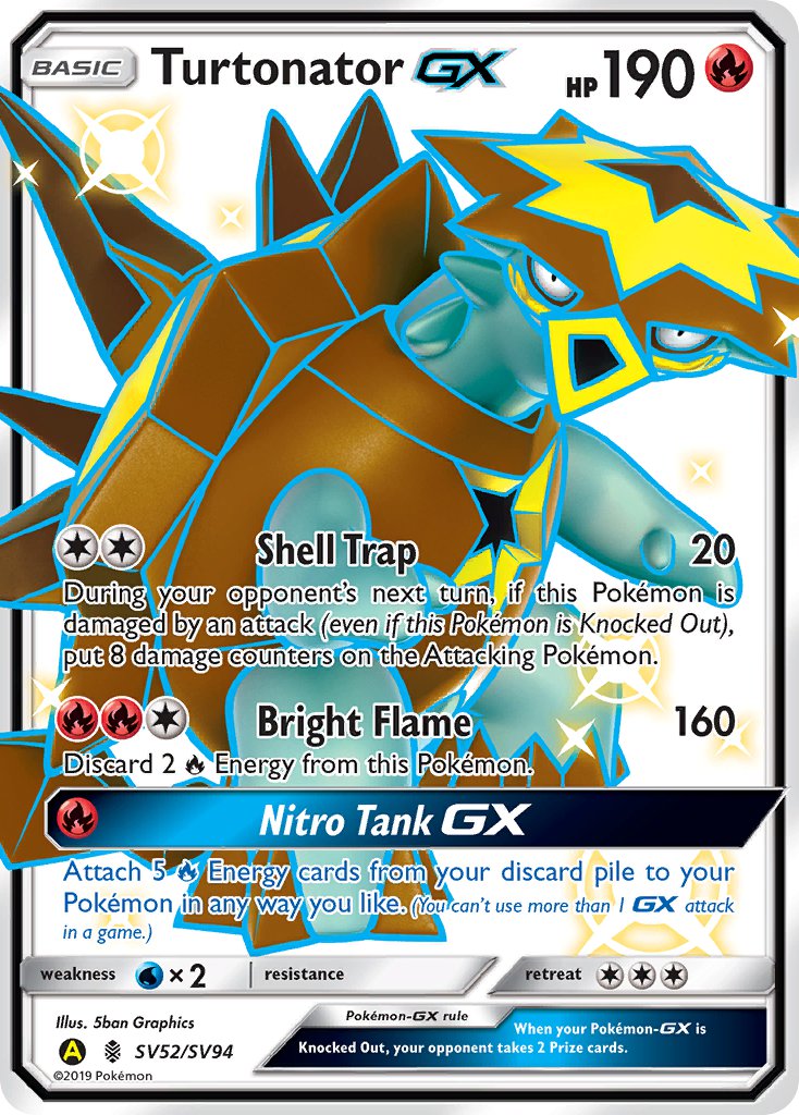 Turtonator GX - SV52/SV94 (HIF:SV) Shiny Holo Rare - Near Mint Holofoil