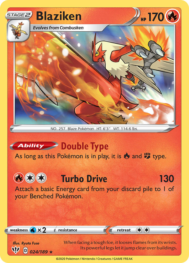 Blaziken - 024/189 (SWSH03) Holo Rare - Near Mint Holofoil