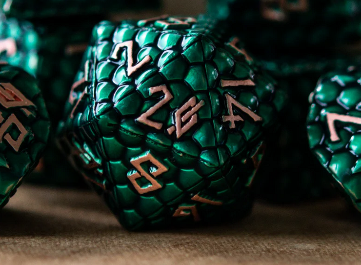 Green Dragon's Egg Metal Dice Set