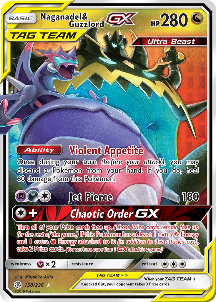 Naganadel & Guzzlord GX - 158/236 (CEC) Ultra Rare - Near Mint Holofoil
