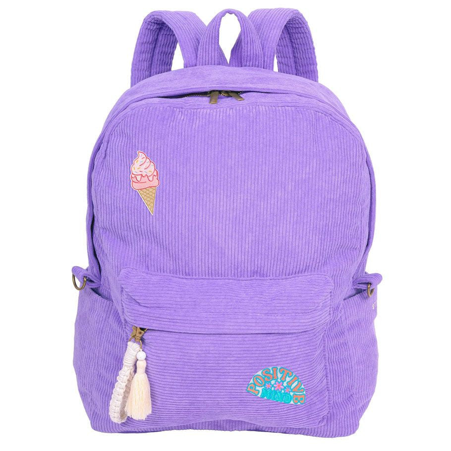 Billie: Full Size Corduroy Backpack - Periwinkle