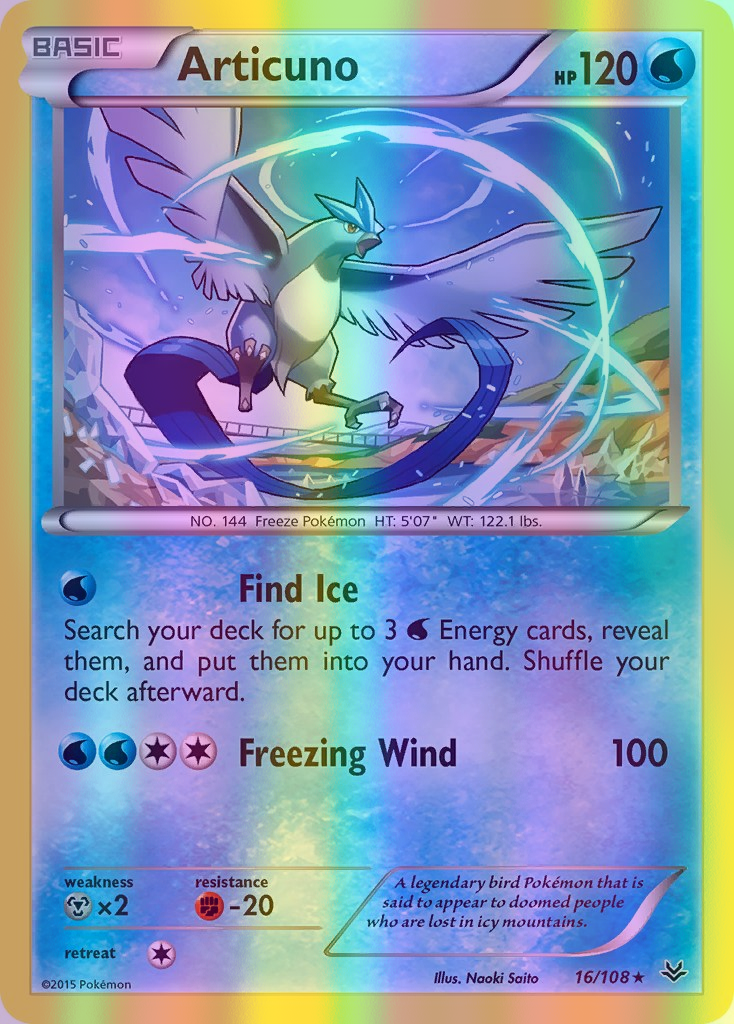 Articuno - 016/108 (ROS) Rare - Near Mint Reverse Holofoil
