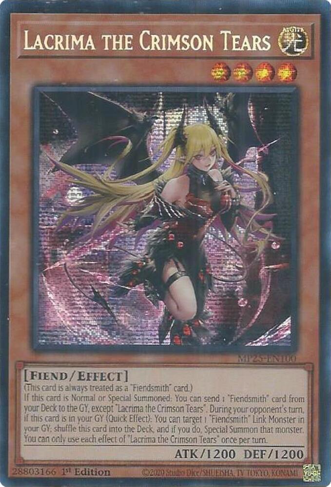 Lacrima The Crimson Tears (MP25-EN100) Prismatic Secret Rare - Near Mint 1st Edition