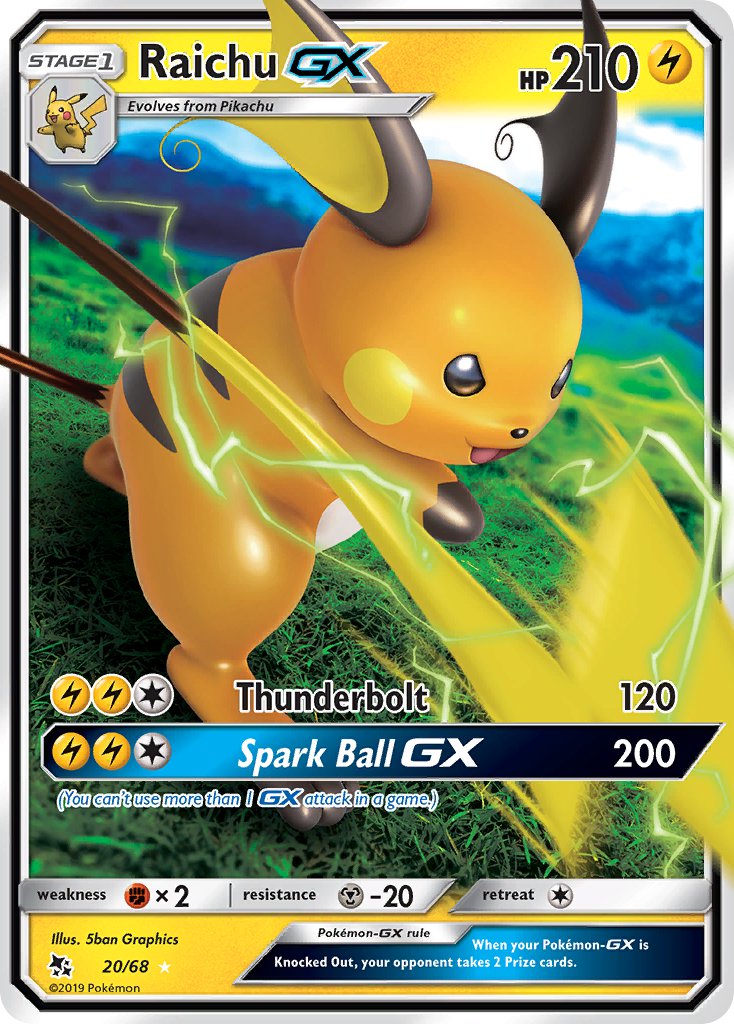 Raichu GX - 20/68 (HIF) Ultra Rare - Near Mint Holofoil