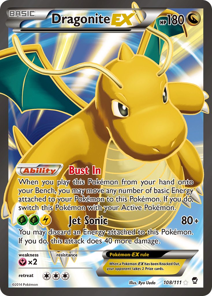 Pokemon X & Y Furious Fists Ultra Rare Dragonite EX #108