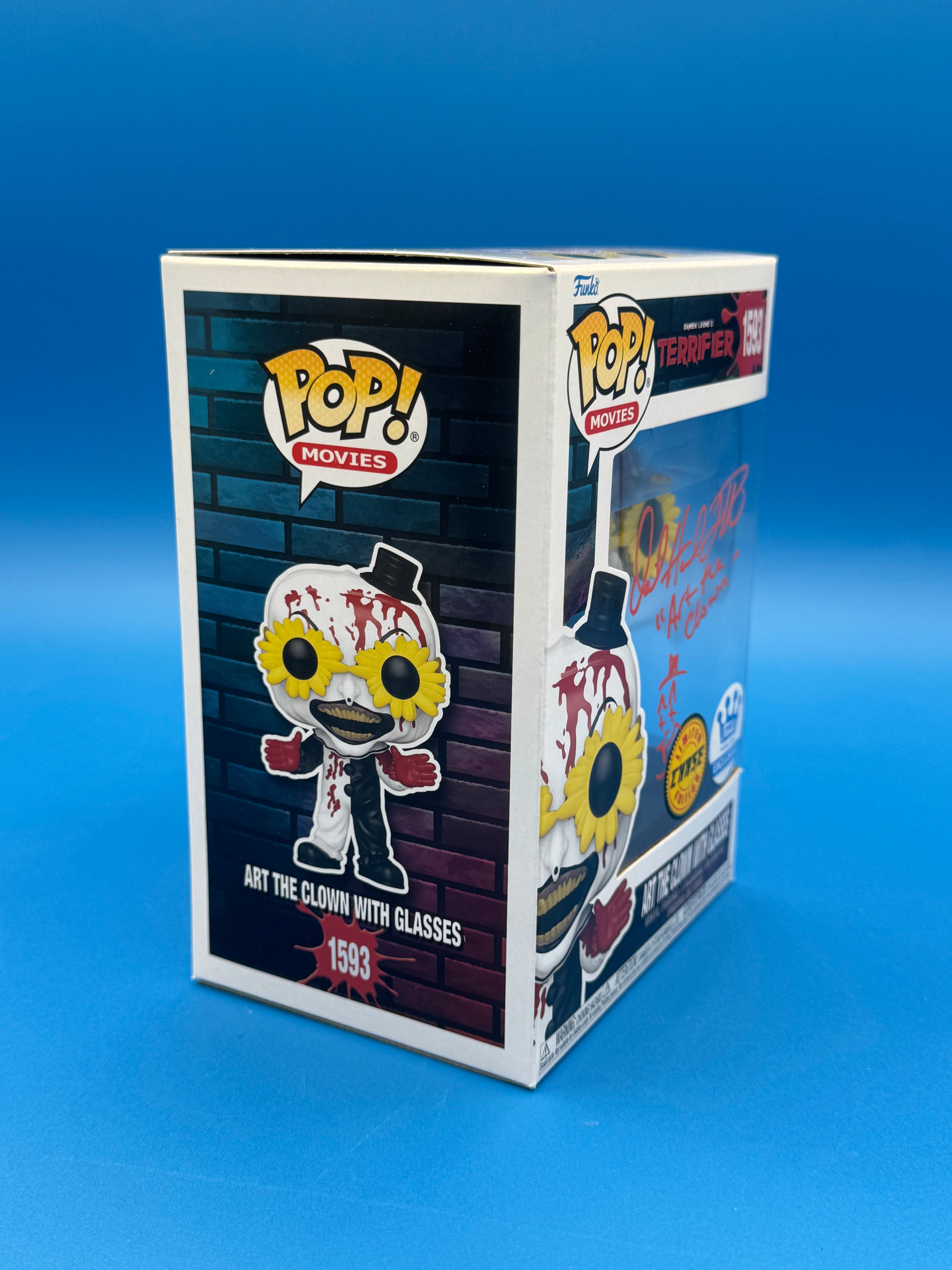 POP Figure: Horror Terrifiers #1593 - Art the Clown with Glasses (Chase - Bloody) (JSA Signature AZ79191) (Signed by David Howard Thornton)