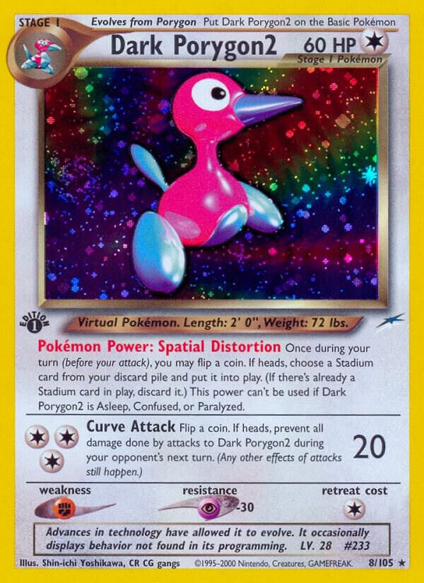 Dark Porygon2 - 8/105 (N4) Holo Rare - Heavy Play 1st Edition Holofoil