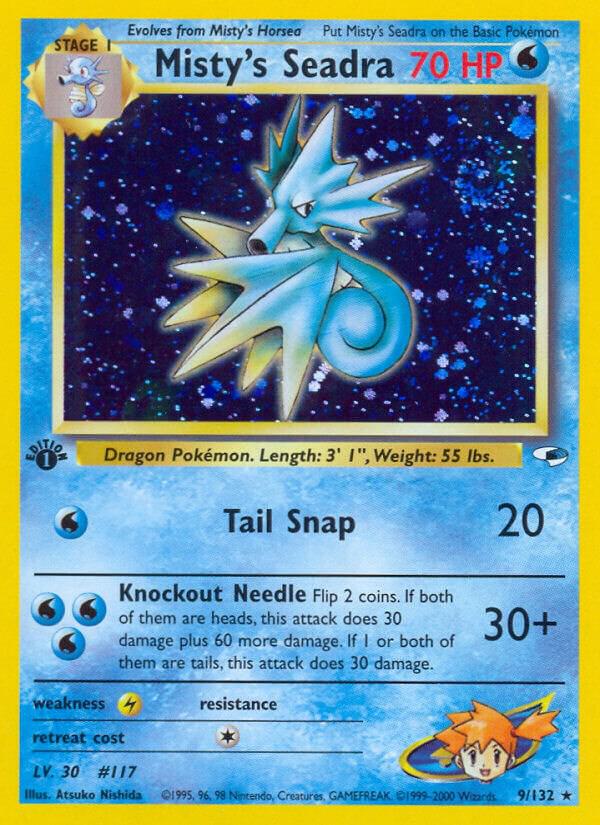 Misty's Seadra - 009/132 (G1) Holo Rare - Damaged Unlimited Holofoil