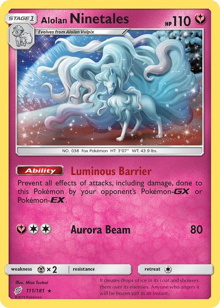 Alolan Ninetales - 111/181 (TEU) Holo Rare - Light Play