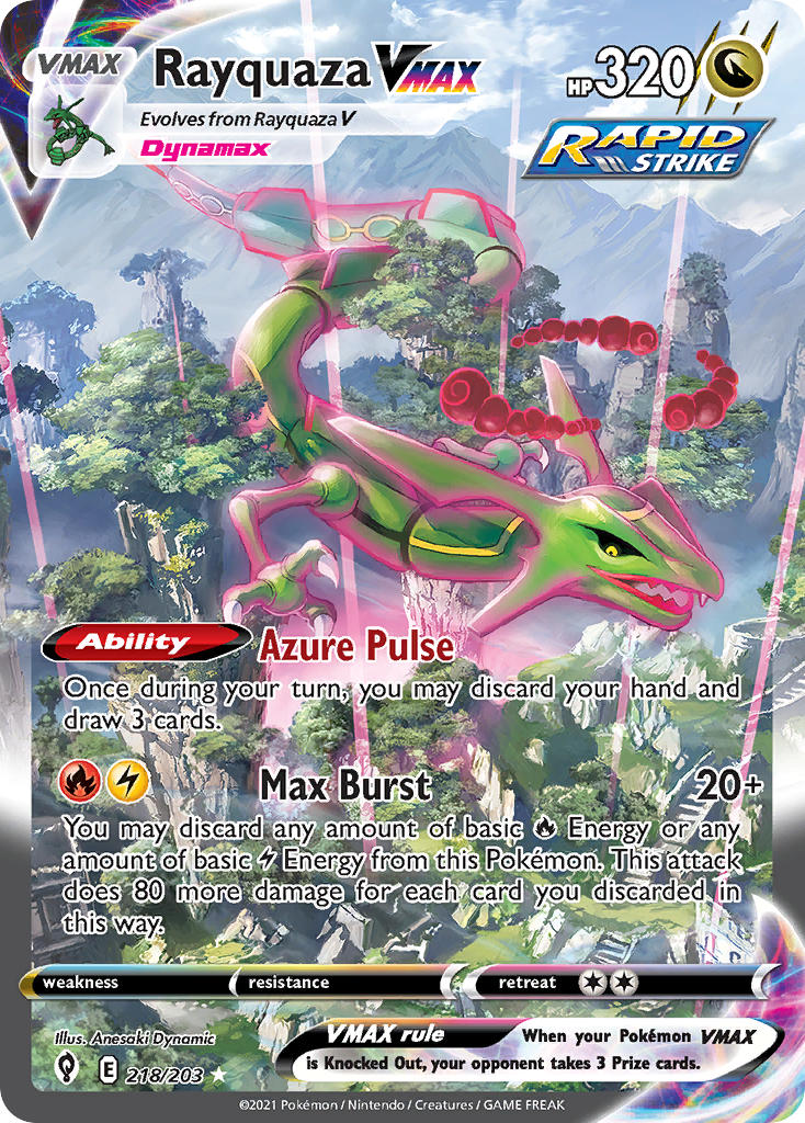Rayquaza VMAX (Alternate Art Secret) - 218/203 (SWSH07) Secret Rare - Near Mint Holofoil