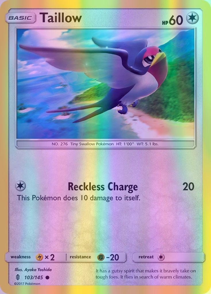 Taillow - 103/145 (SM:GRI) Common - Near Mint Reverse Holofoil