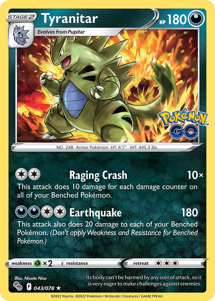 rare tyranitar card Tyranitar - 043/078 (PGO) Holo Rare