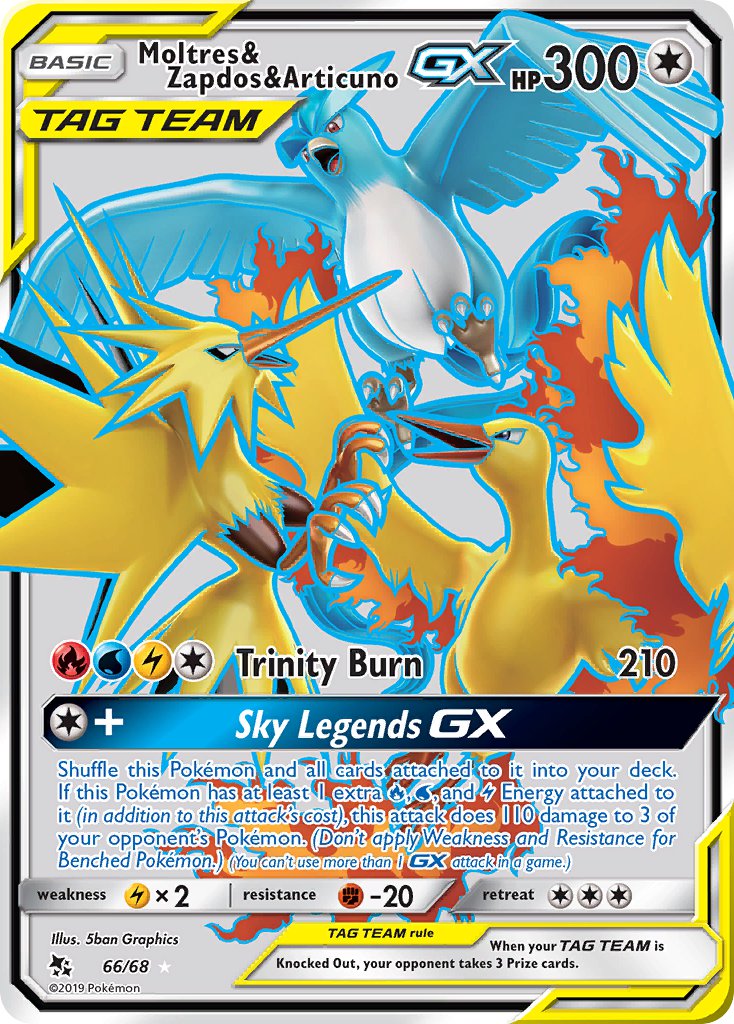 Moltres & Zapdos & Articuno GX (Full Art) - 66/68 (HIF) Ultra Rare - Near Mint Holofoil