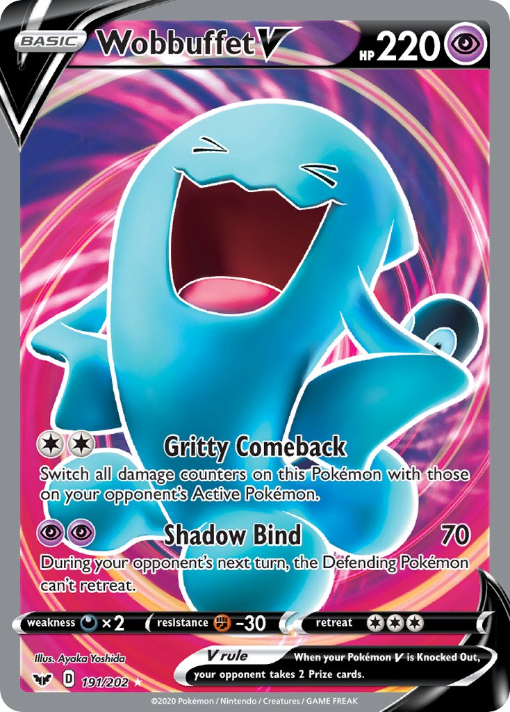 Wobbuffet V (Full Art) - 191/202 (SWSH01) Ultra Rare - Near Mint Holofoil
