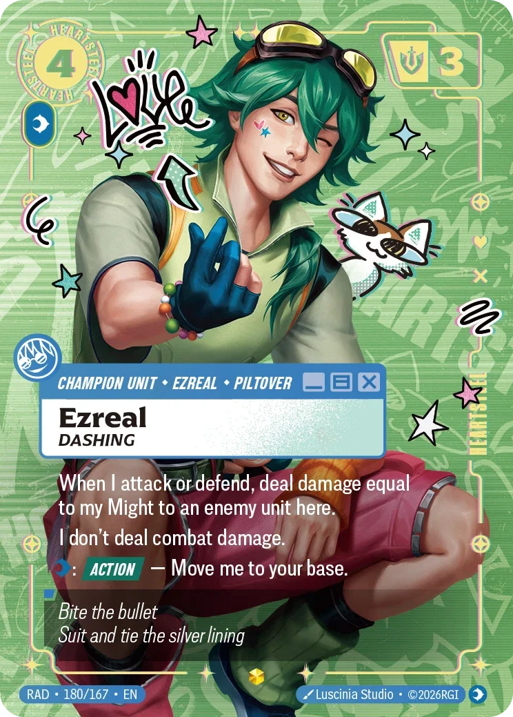 Ezreal, Dashing (Heartsteel Overnumbered) - 180/167 (RAD) Showcase