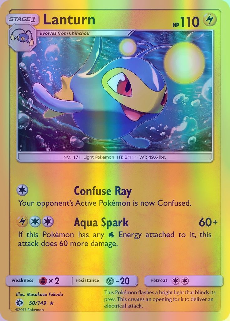 Lanturn - 050/149 (SM01) Rare - Near Mint Reverse Holofoil