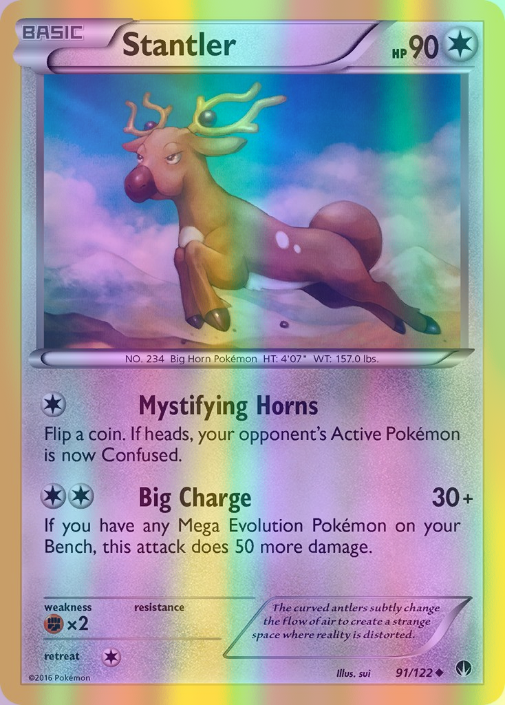 Stantler - 091/122 (BKP) Uncommon - Near Mint Reverse Holofoil