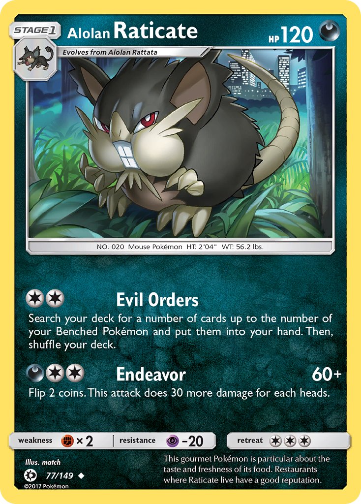 Alolan Raticate - 077/149 (SM01) Uncommon - Near Mint