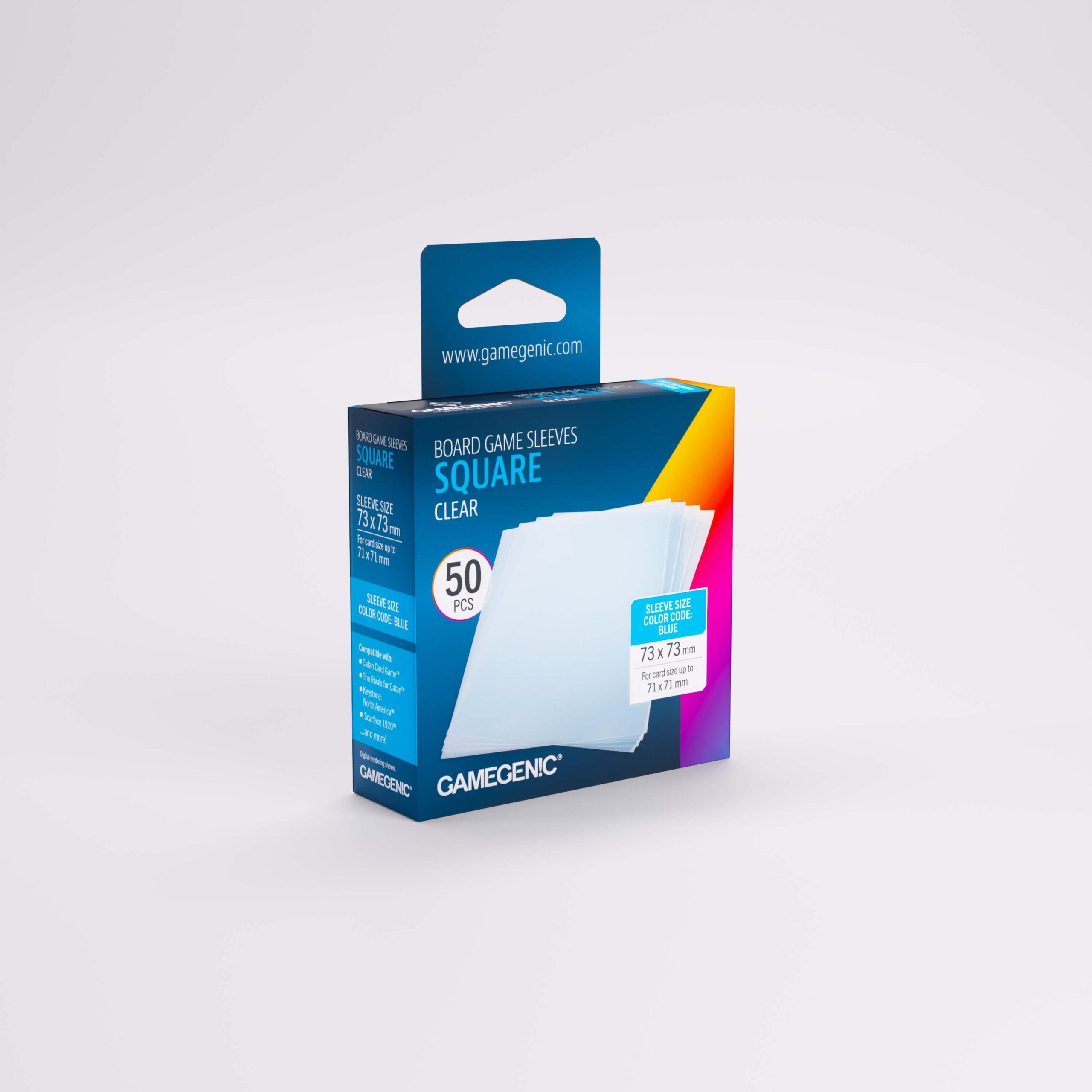 GameGenic: Board Game Sleeves - Clear: Square (Blue 50ct)