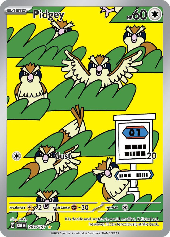 Pidgey - 207/197 (OBF) Illustration Rare - Light Play Holofoil