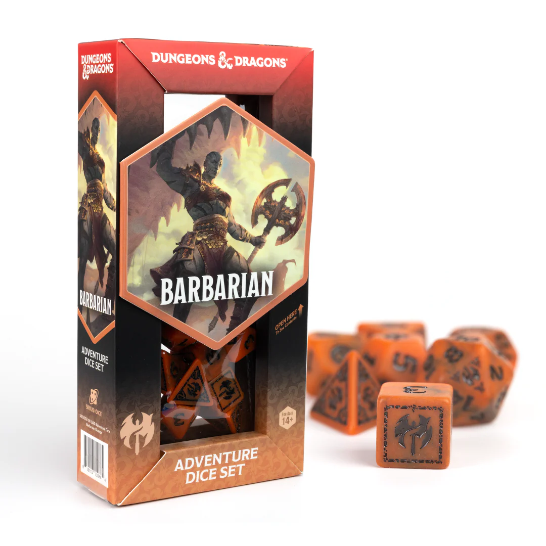 Sirius Dice: D&D Adventure Dice - Barbarian: Orange (Refresh)
