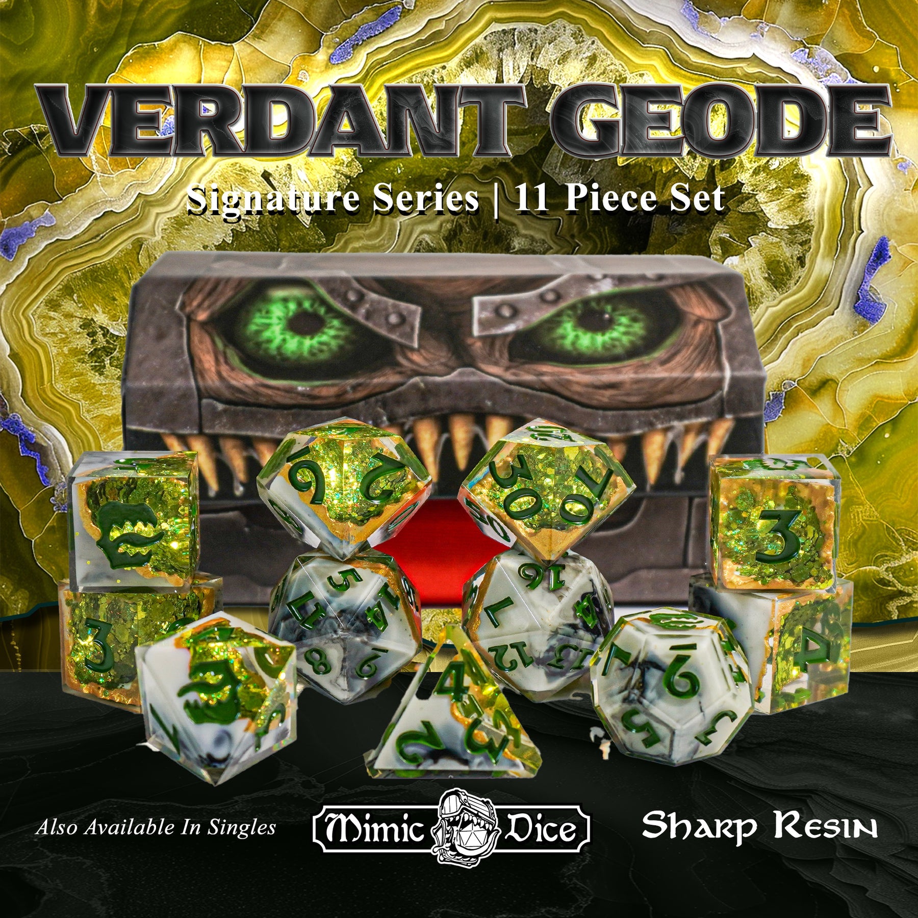 ArcKnight - Mimic Dice - Signature Sharp Resin - Verdant Geode