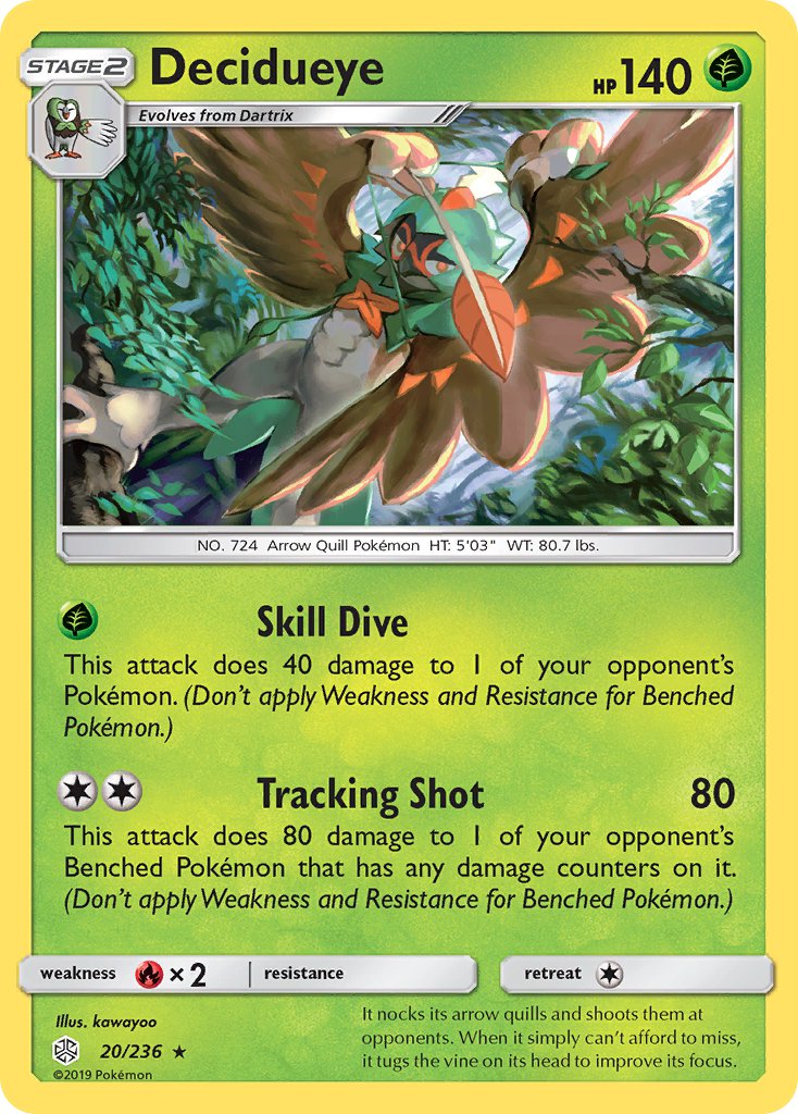Decidueye - 020/236 (CEC) Holo Rare - Near Mint Holofoil