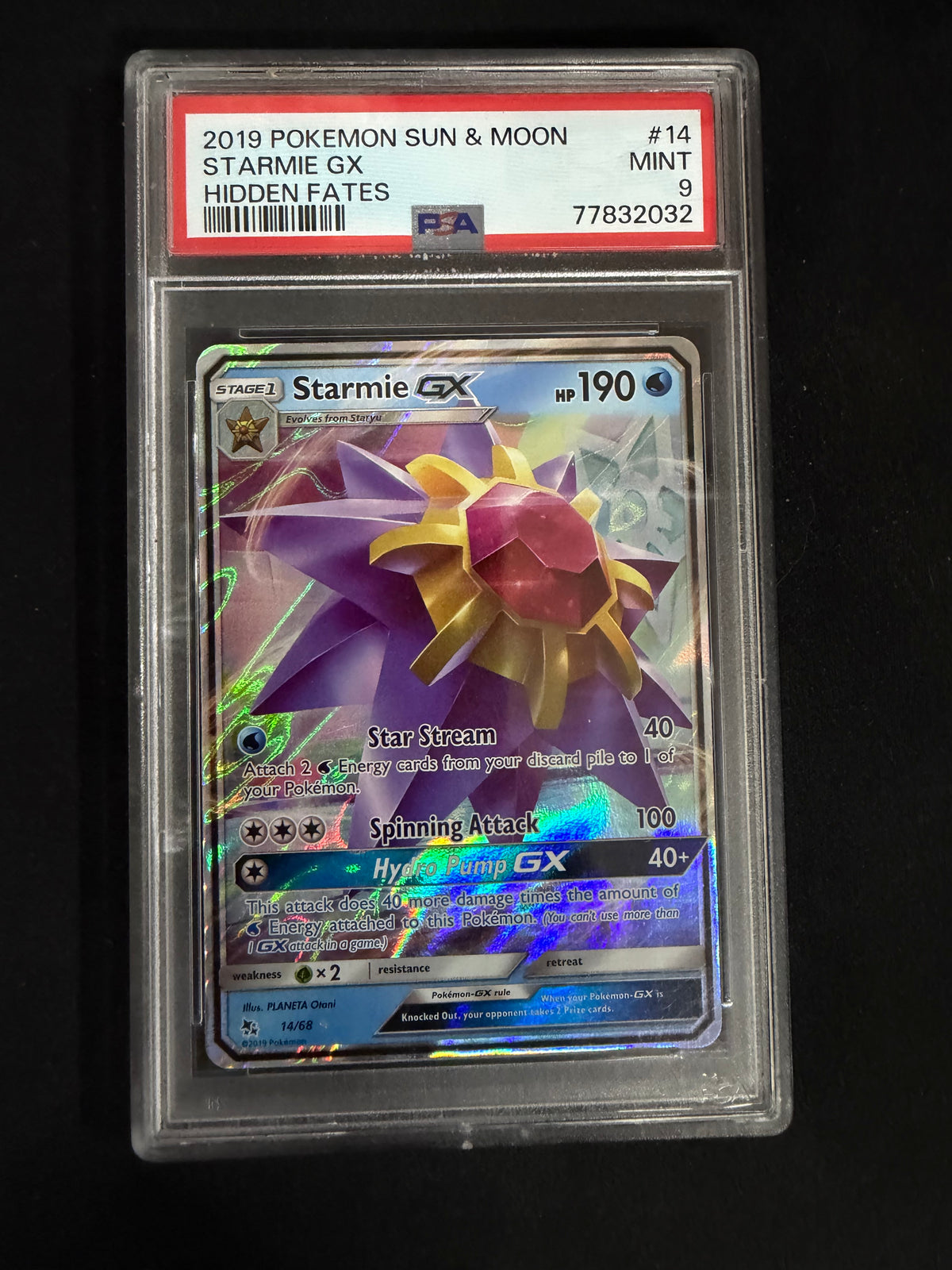 Starmie GX - 14/68 (HIF) Ultra Rare - Near Mint Holofoil (PSA Graded 9)