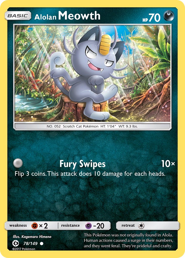 Alolan Meowth - 078/149 (SM01) Common - Near Mint