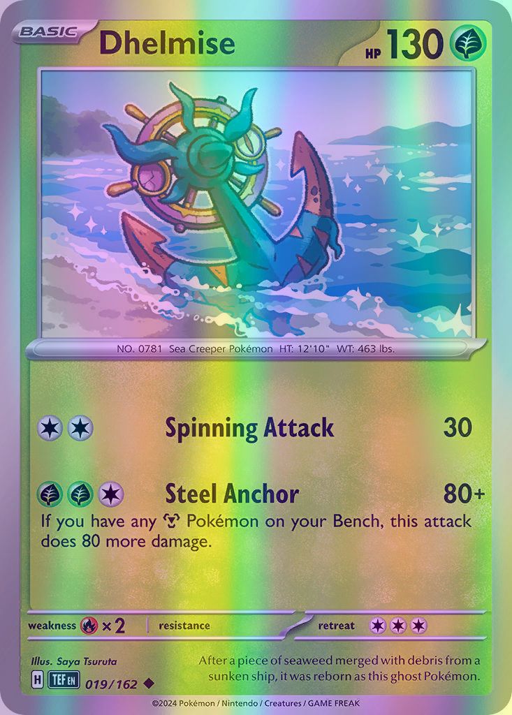 Dhelmise - 019/162 (TEF) Uncommon - Near Mint Reverse Holofoil