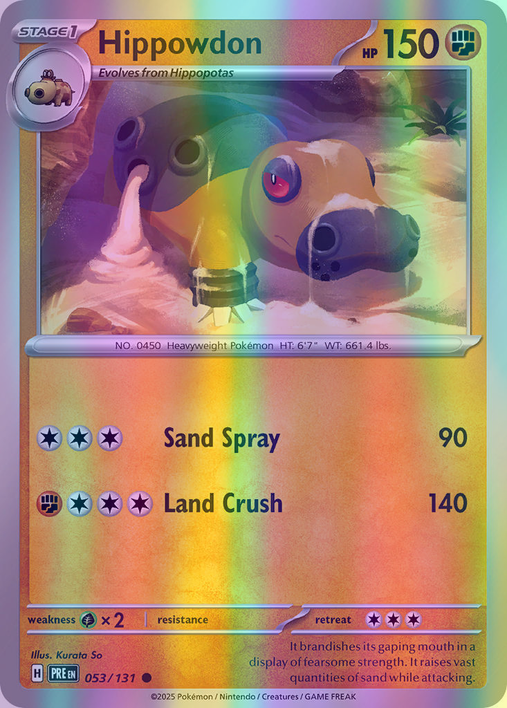 Hippowdon - 053/131 (PRE) Common - Near Mint Reverse Holofoil
