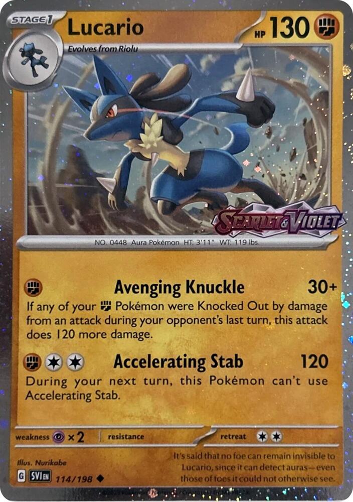 Lucario - (Scarlet & Violet Stamp)114/198 (SV1) Uncommon - Near Mint Holofoil
