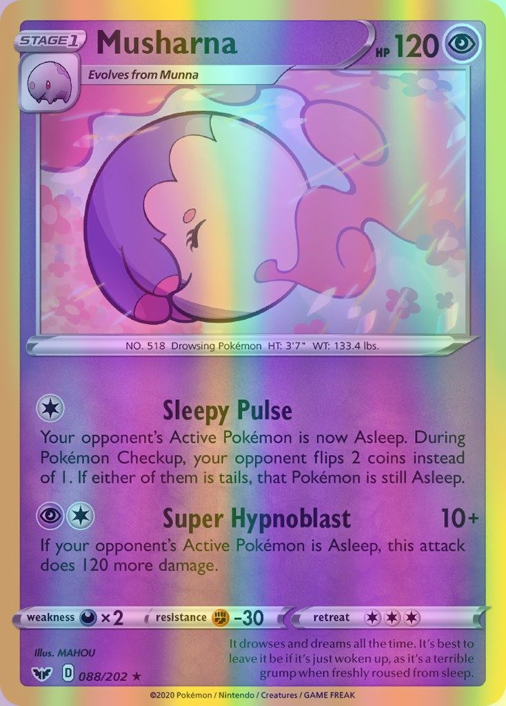 Musharna - 088/202 (SWSH01) Rare - Near Mint Reverse Holofoil