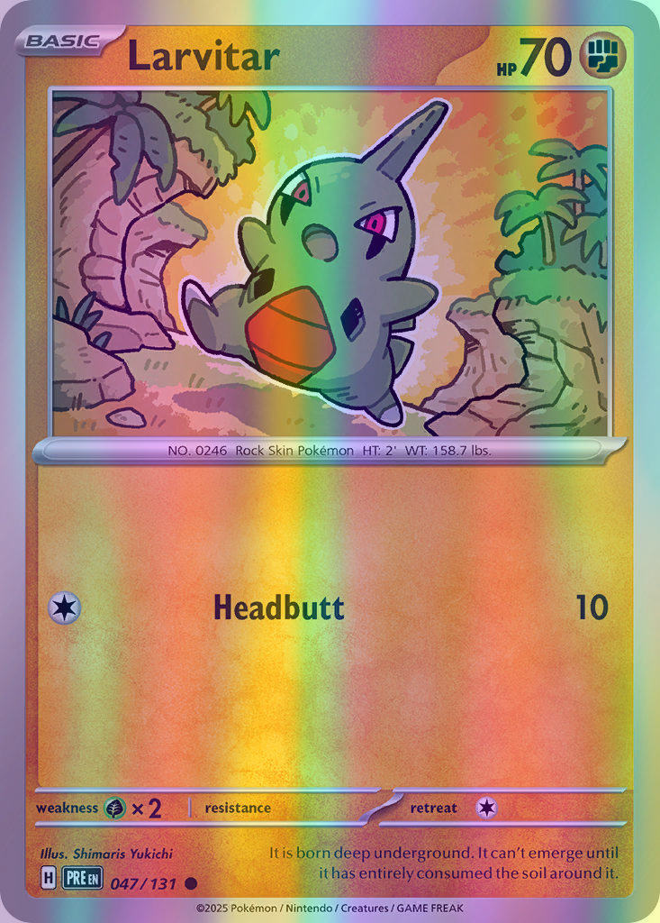 Larvitar - 047/131 (PRE) Common - Near Mint Reverse Holofoil