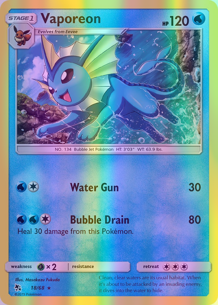 Vaporeon - 18/68 (HIF) Holo Rare - Near Mint Reverse Holofoil
