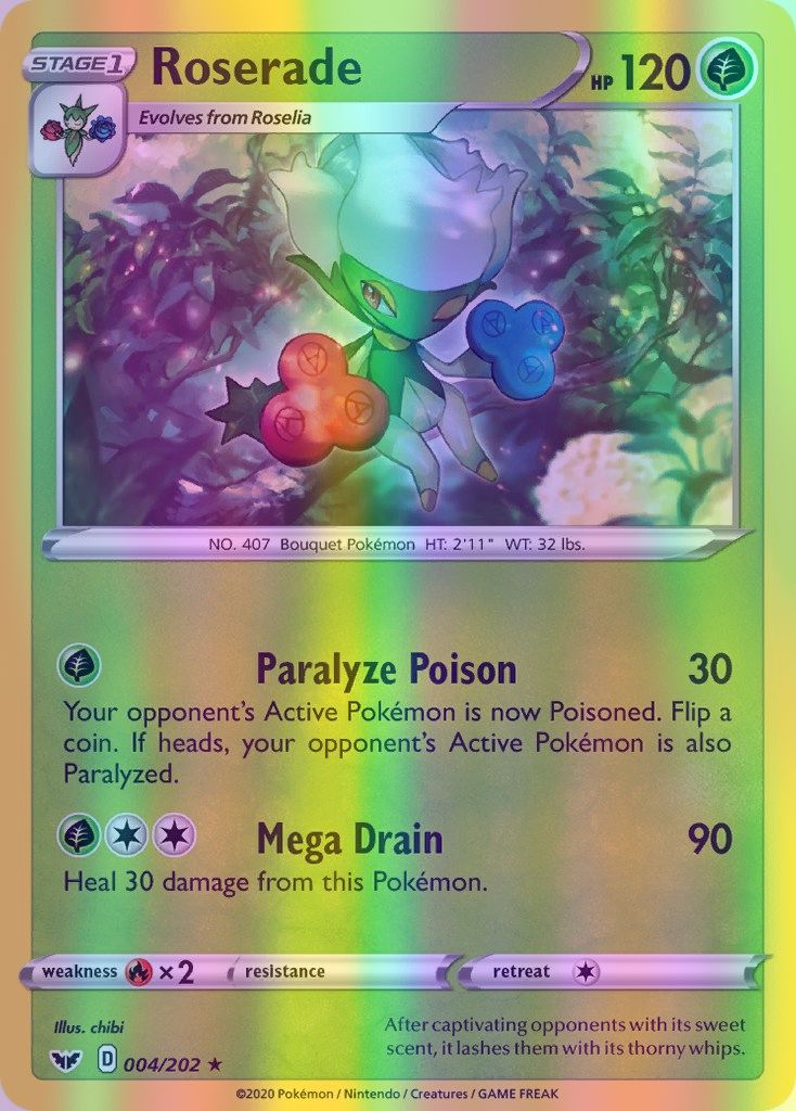 Roserade - 004/202 (SWSH01) Rare - Near Mint Reverse Holofoil