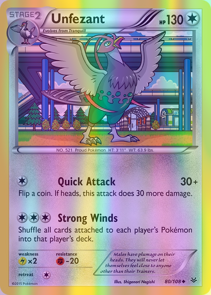 Unfezant - 080/108 (ROS) Uncommon - Near Mint Reverse Holofoil